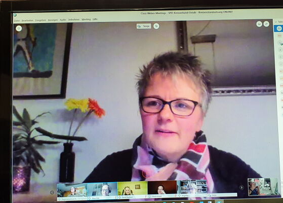 Kreisvorsitzende Sonja Elser leitete die konstituierende Sitzung des neuen Kreisvorstandes im Internet